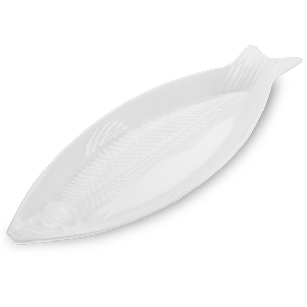 Travessa Melamina Peixe Texture Branca 28x13,5x7 Cm Haus Brin