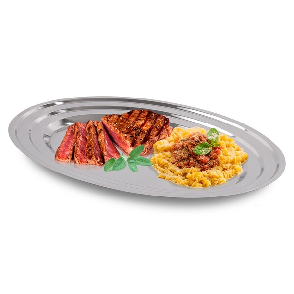 Travessa Oval 36x25cm Inox Servir Porções Cozinha Restaurante