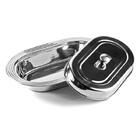 Travessa Oval Em Aço Inox Com Tampa De Inox - 34cm Gourmet Mix