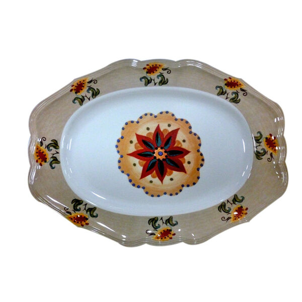 Travessa Oval Rasa Em Melamina 36,2 X 26,1 Cm verão Premium