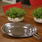 Travessa Rasa 35cm Inox Salada Petisco Bar Pub Restaurante