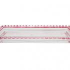 Travessa Retangular 30 Cm De Cristal Borda Coração Rosa Lyor