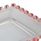 Travessa Retangular 30 Cm De Cristal Borda Coração Rosa Lyor