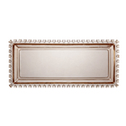 Travessa Retangular De Cristal Coração Âmbar Metalizado 30cm