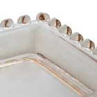 Travessa Retangular De Cristal Coração Âmbar Metalizado 30cm