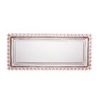 Travessa Retangular De Cristal Coração Borda Rosa 30cm