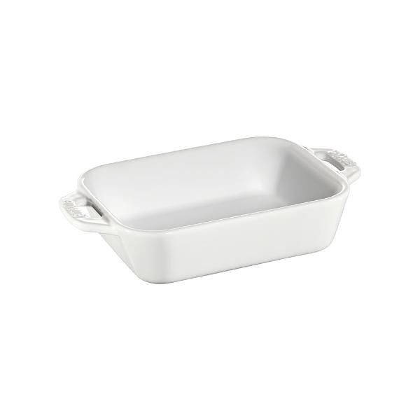 Travessa Retangular Em Cerâmica Staub 34x24cm Branca
