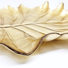 Travessa Vidro Fruteira Centro De Mesa Luxo Folha Dourada Lea