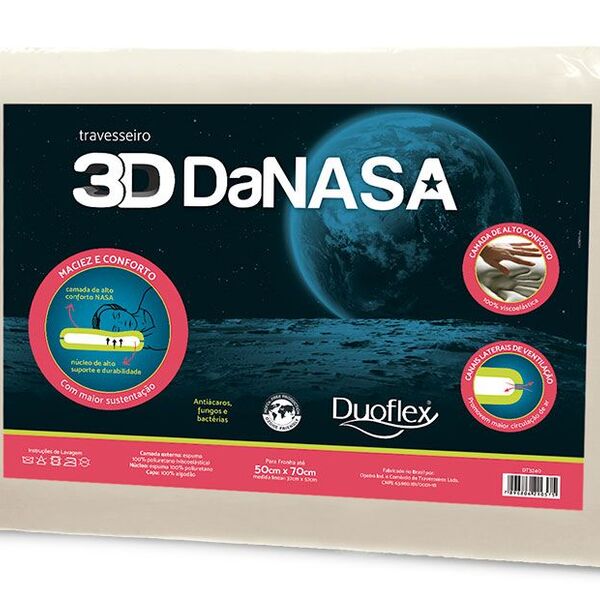 Travesseiro 3d Danasa Duoflex Com Capa 100% Algodão