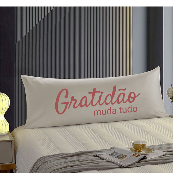 Travesseiro De Corpo Body Pillow Natural 40x130cm Gratidão Ro