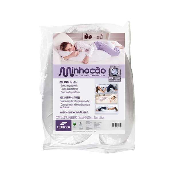 Travesseiro De Corpo Para Gestante Minhocão Branco