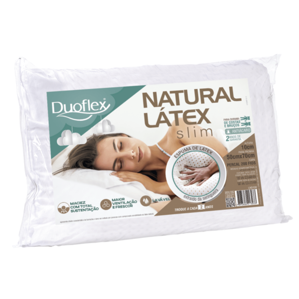 Travesseiro Duoflex Natural Látex Slim Ln3100 50cm X 70cm