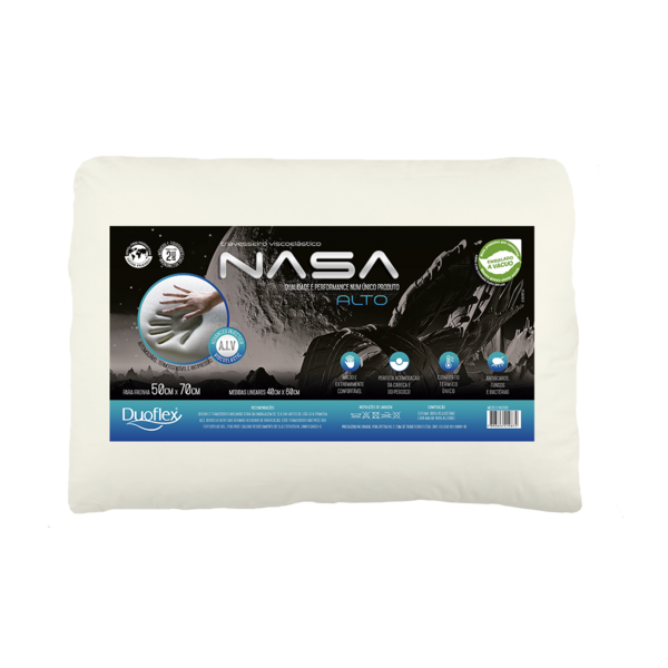 Travesseiro Nasa-x Alto Duoflex Com Capa 100% Algodão