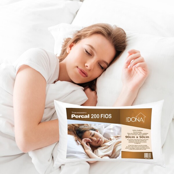 Travesseiro Percal Premium 50x70cm Casa Dona 200 Fios Fibra S