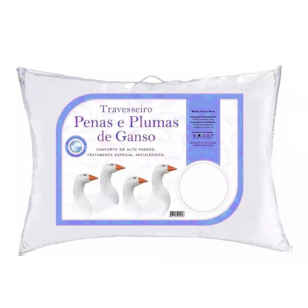Travesseiro Pluma De Ganso Impermeável Casen 70x50cm