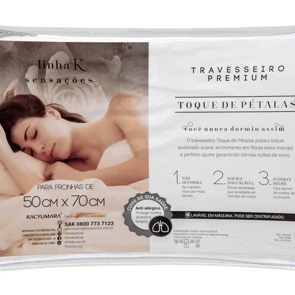 Travesseiro Premium Toque De Pétalas 50 X 70 Cm Kacyumara