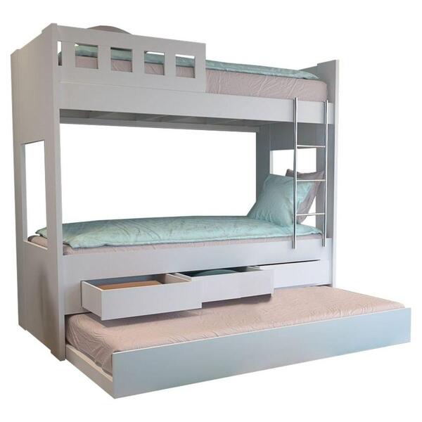 Treliche 3 Gavetas Com Escada Metalizada Branco Mpozenato