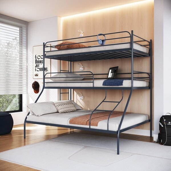 Treliche Casal + Solteiro Em Ferro Oliver Cinza