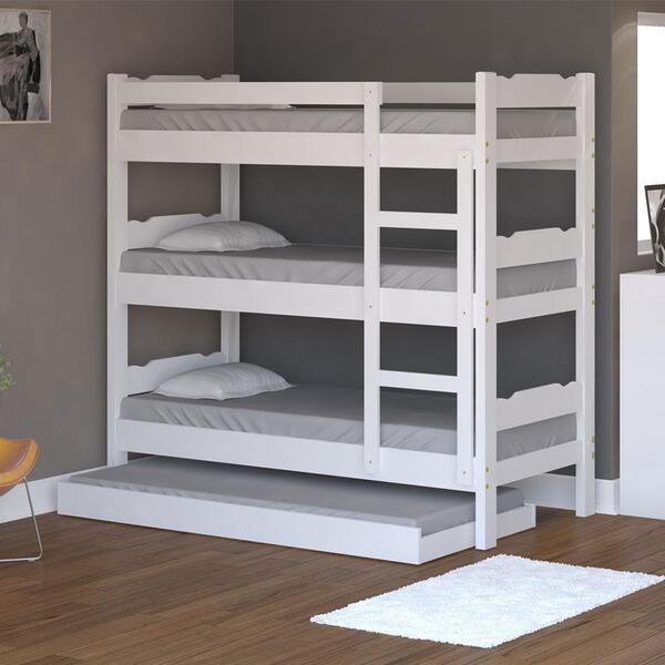 Treliche Com Auxiliar Em Madeira Macica Branca