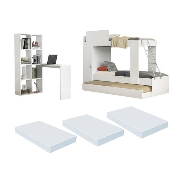 Treliche Com Colchões Inclusos 1 Porta E Escrivaninha Multimó