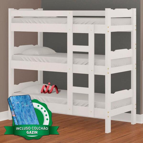 Treliche Em Madeira Maciça Esmeralda Nemargi Branco Com 3 Col