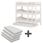 Treliche Madeira Maciça Com Auxiliar E 4 Colchões Branca Esme