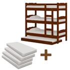 Treliche Madeira Maciça Com Auxiliar E 4 Colchões Castanho Es