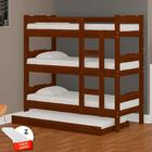 Treliche Madeira Maciça Com Auxiliar E 4 Colchões Castanho Es