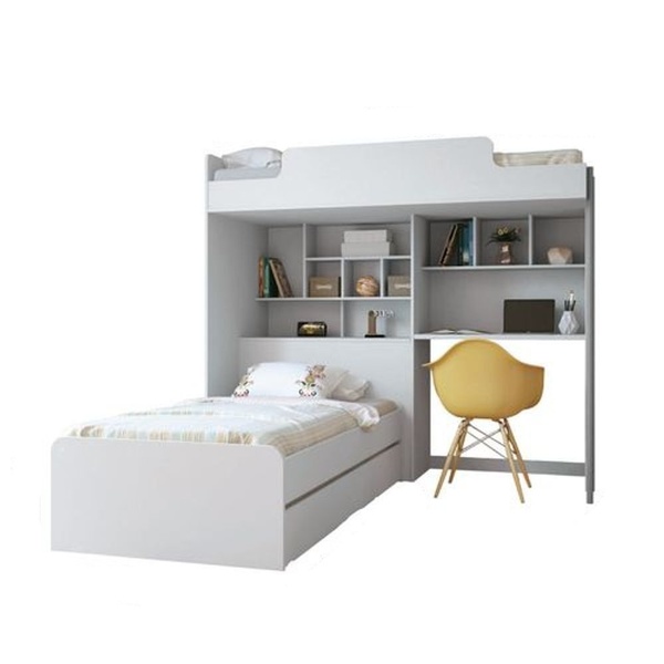 Treliche Office Teen New com Báu e Escrivaninha - Branco