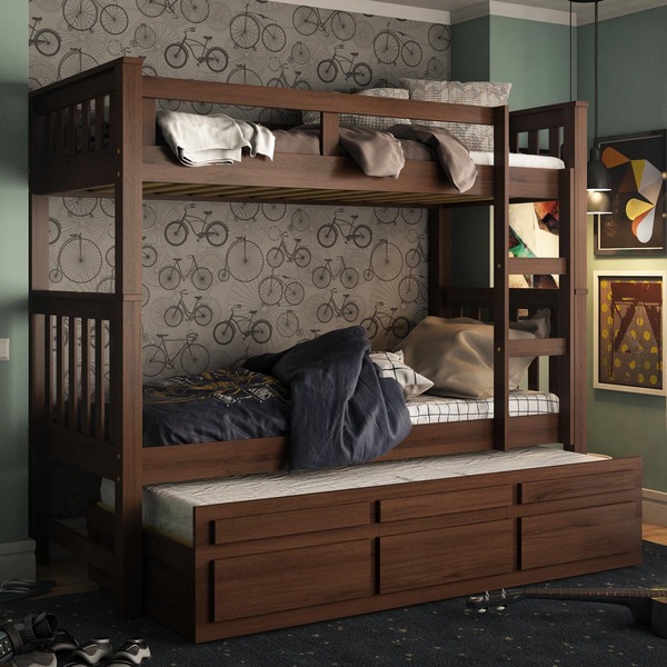 Treliche Solteiro Castanho Escuro 3 Gavetas E 1 Escada Madeir