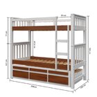 Treliche Solteiro Com 3 Gavetas 100% Madeira Maciça Branco/ca