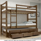 Treliche Solteiro Com 3 Gavetas Em Madeira Maciça E Escada Ág