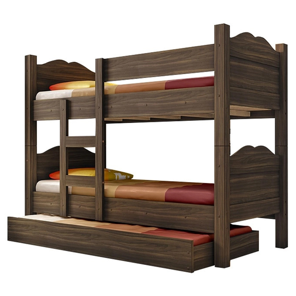 Treliche Solteiro Juvenil Com Escada Madrid G03 Café - Mpozen