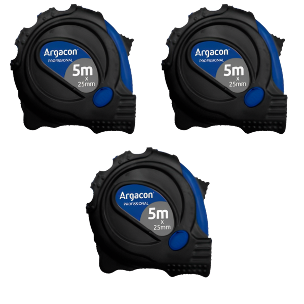 Trena Aço Fita Metálica Profissional 5m Com Trava Kit 3 Unida