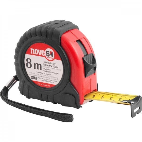 Trena De Aço Emborrachada 8 M X 25 Mm Nove54