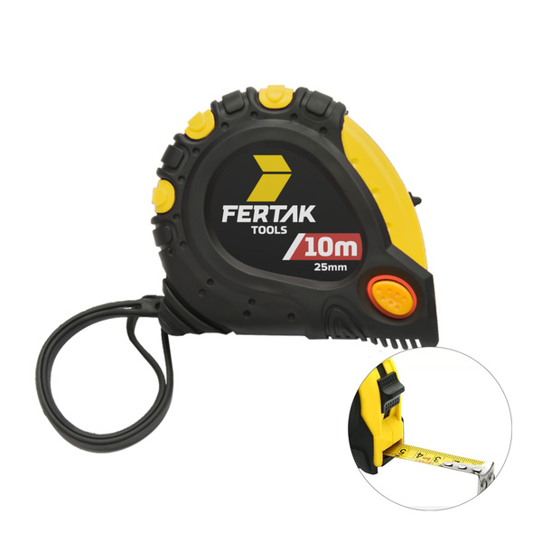 Trena Manual Metálica Caixa Emborrachada Metal 10 Metros