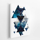 Triângulos Azul E Dourado Geométrico Quadro Canvas 140x90cm
