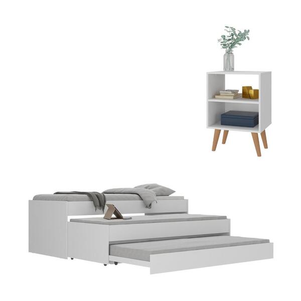 Tricama Solteiro Com Colchão Incluso E Mesa De Cabeceira Retr