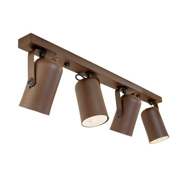 Trilho 4 Spots Direcionáveis Luminária Teto Marrom Sala 1274