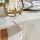 Trilho De Mesa Bordare Bordado 40x180cm Pergaminho