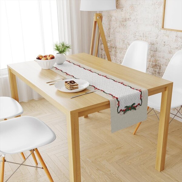 Trilho De Mesa De Natal Folhas Natalinas 1.45m X 45cm Único