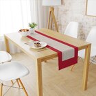 Trilho De Mesa De Natal Geométrico Com Bordas Vermelhas 1.45m