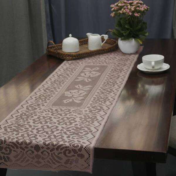 Trilho De Mesa Em Renda Valência Branca Interlar - Desert Lisa