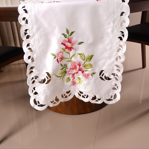 Trilho De Mesa Renda 40x140 Bordado Inglês Tessi Valentine