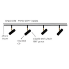 Trilho de Teto Amaya com 1 metro e 4 Spots direcionáveis Bran