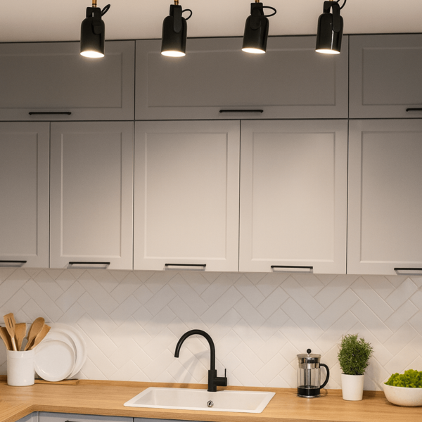 Trilho de Teto Becker com 1 metro e 4 Spots direcionáveis Pre