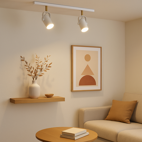 Trilho de Teto Becker com 50cm e 2 Spots direcionáveis Branco