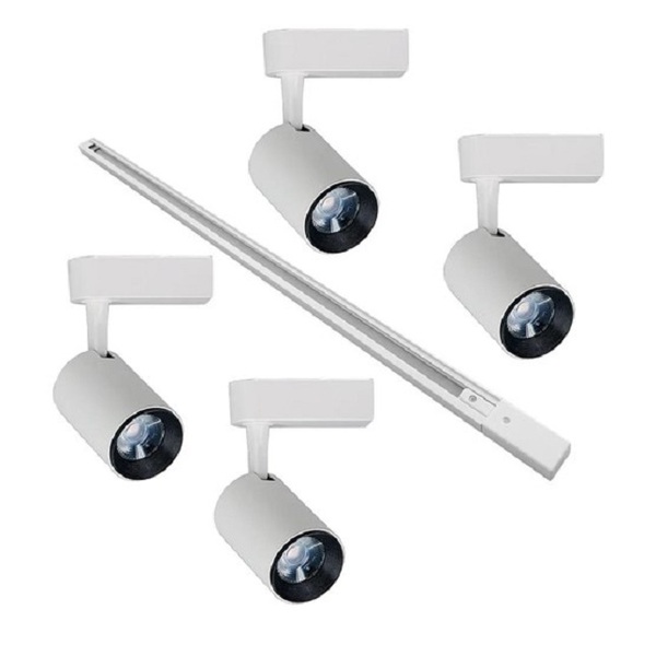Trilho Eletrificado 1 Metro Branco Com 4 Spots Led 7w 3000k B