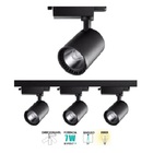 Trilho Eletrificado 1 Metro Preto Com 3 Spots Led 7w 3000k