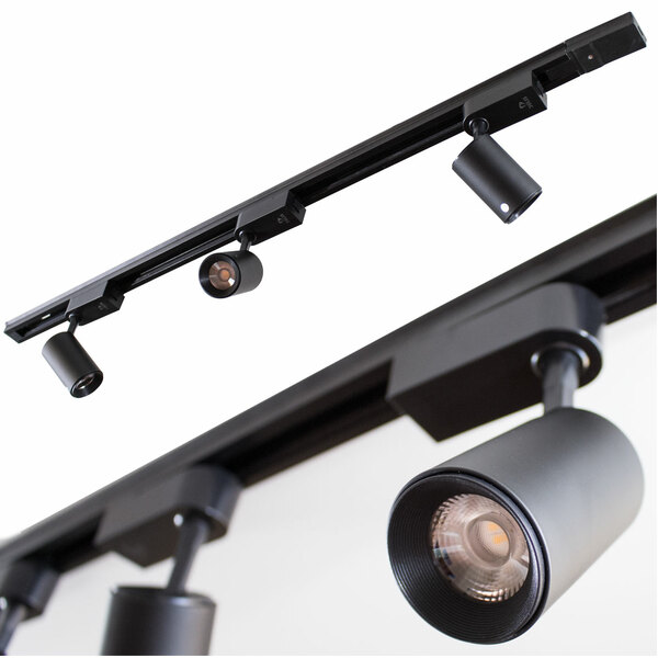 Trilho Eletrificado 1m + 3 Spots 7w 4000k Bivolt Preto St495